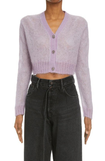 Acne Studios Kodilia Crop Mohair Blend Cardigan In Purple | ModeSens
