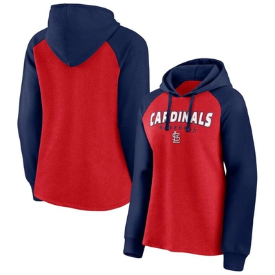 Fanatics Women's  Branded Red, Navy St. Louis Cardinals Recharged Raglan Pullover Hoodie In Red,navy