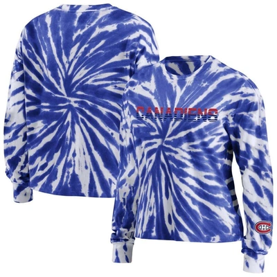 Wear By Erin Andrews Navy Montreal Canadiens Tie-dye Long Sleeve T-shirt