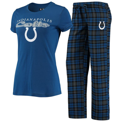 Concepts Sport Women's Royal, Black Indianapolis Colts Logo T-shirt And Pants Set In Royal/black