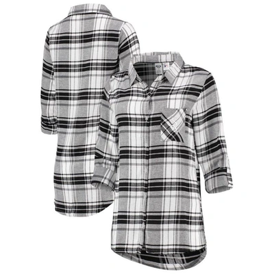 Concepts Sport Women's  Black, Gray Chicago White Sox Accolade Flannel Nightshirt In Black/gray