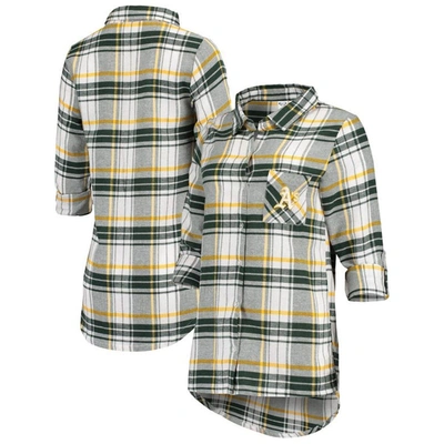 Concepts Sport Women's  Green, Gold Oakland Athletics Accolade Flannel Nightshirt In Green,gold