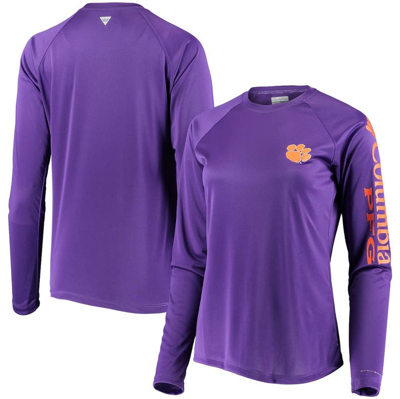 Columbia Purple Clemson Tigers Pfg Tidal Omni-shade Long Sleeve T-shirt