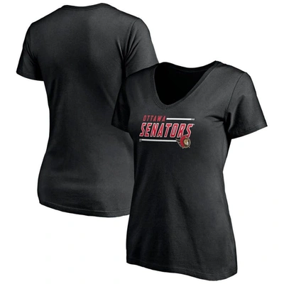 Fanatics Branded Black Ottawa Senators Plus Size Mascot In Bounds V-neck T-shirt