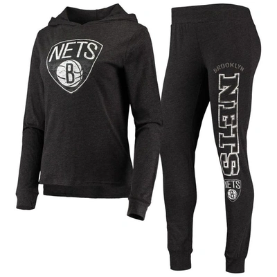 Concepts Sport Women's  Black Brooklyn Nets Hoodie & Pants Sleep Set