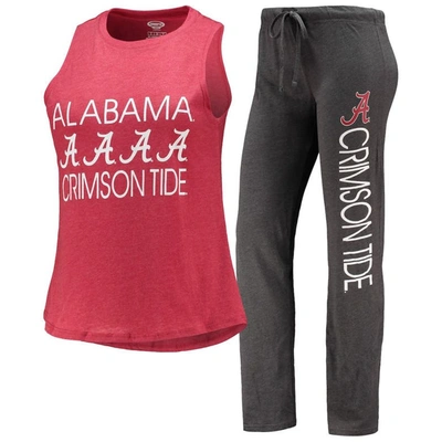 Concepts Sport Women's  Charcoal, Crimson Alabama Crimson Tide Tank Top And Pants Sleep Set In Charcoal,crimson