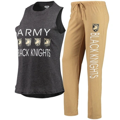Concepts Sport Women's  Gold, Black Army Black Knights Tank Top And Pants Sleep Set In Gold,black