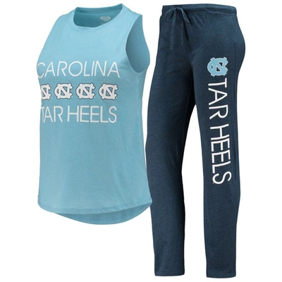 Concepts Sport Women's  Navy, Carolina Blue North Carolina Tar Heels Tank Top And Pants Sleep Set In Navy,carolina Blue