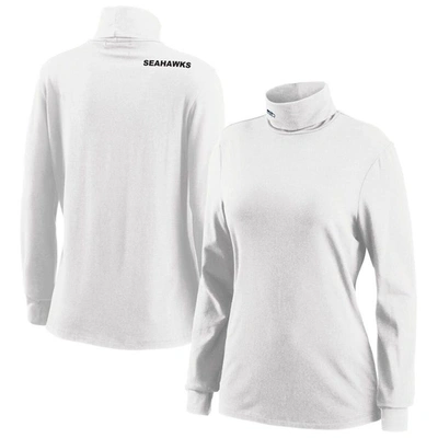 Wear By Erin Andrews White Seattle Seahawks Long Sleeve Tri-blend Turtleneck T-shirt