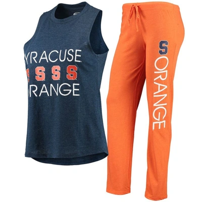 Concepts Sport Women's  Orange And Navy Syracuse Orange Tank Top And Pants Sleep Set In Orange,navy