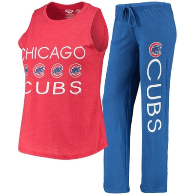 Concepts Sport Women's  Royal, Red Chicago Cubs Meter Muscle Tank Top And Pants Sleep Set In Royal,red