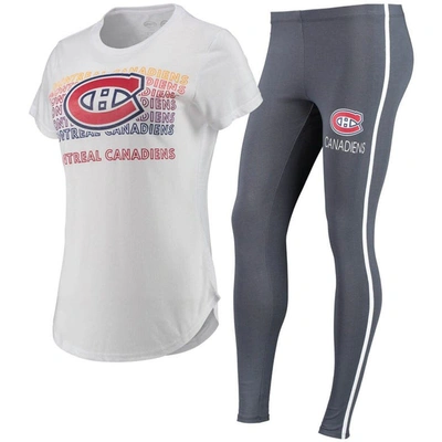 Concepts Sport Women's  White, Charcoal Montreal Canadiens Sonata T-shirt And Leggings Set In White,charcoal