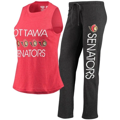 Concepts Sport Women's  Red, Black Ottawa Senators Meter Tank Top And Pants Sleep Set In Red,black
