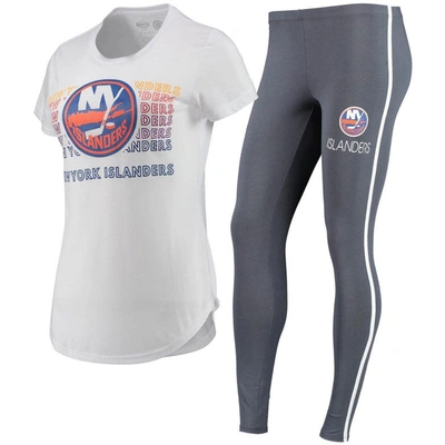 Concepts Sport White/charcoal New York Islanders Sonata T-shirt & Leggings Set
