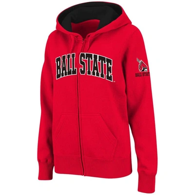 Colosseum Women's Stadium Athletic Cardinal Ball State Cardinals Arched Name Full-zip Hoodie