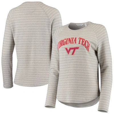 Camp David Heathered Gray Virginia Tech Hokies Seaside Striped French Terry Raglan Pullover Sweatshirt