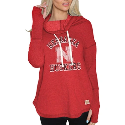 Retro Brand Original  Scarlet Nebraska Huskers Funnel Neck Pullover Sweatshirt In Red