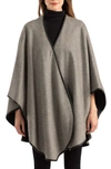 Sofia Cashmere Leather Trim Reversible Cashmere Cape In Grey Charcoal