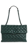 Kurt Geiger Extra Extra Large Kensington Drench Leather Bag In Dark Green