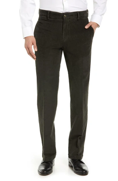 Berle Flat Front Corduroy Dress Pants In Olive