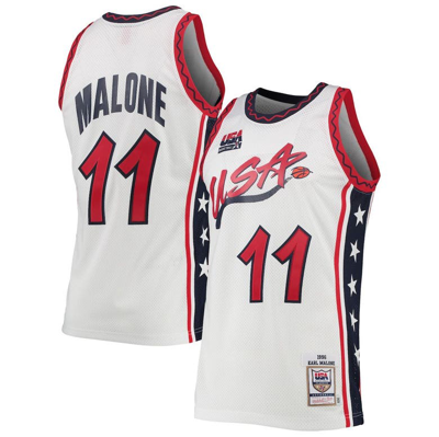 Mitchell & Ness Karl Malone White Usa Basketball 1996 Hardwood Classics Authentic Jersey