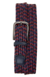 Torino Braided Leather Belt In Navy/ Red/ Blue