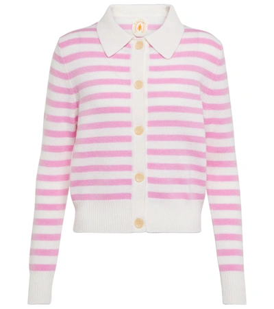 Jardin Des Orangers Striped Wool And Cashmere Cardigan In Pink White