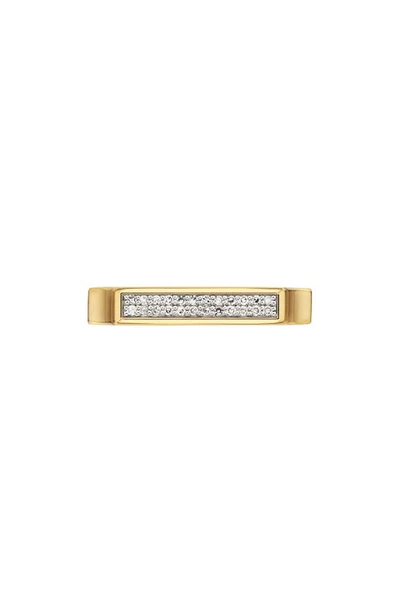 Monica Vinader Diamond Signature Ring In Yellow Gold
