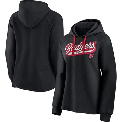 Fanatics Branded Black Wisconsin Badgers Script Raglan Pullover Hoodie