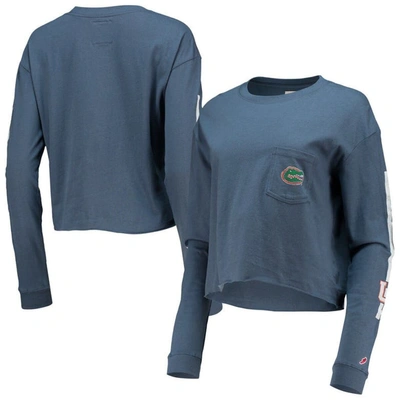 League Collegiate Wear Navy Florida Gators Clothesline Cotton Midi Crop Long Sleeve T-shirt