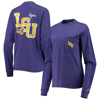 League Collegiate Wear Purple Lsu Tigers Pocket Oversized Long Sleeve T-shirt