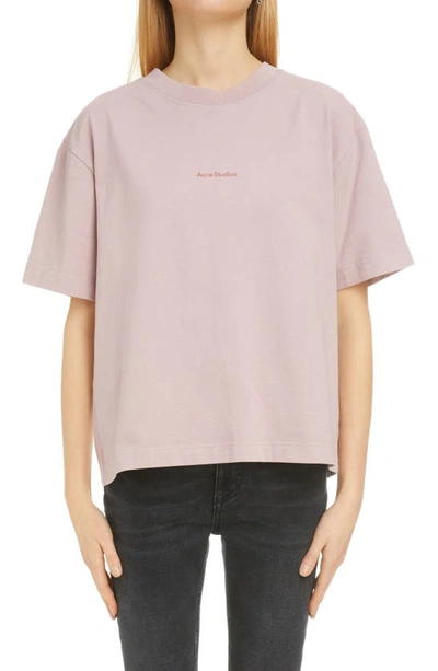 Acne Studios Logo Graphic Cotton Tee In Mauve Pink