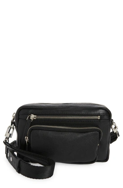 Topshop Leather Crossbody In Black