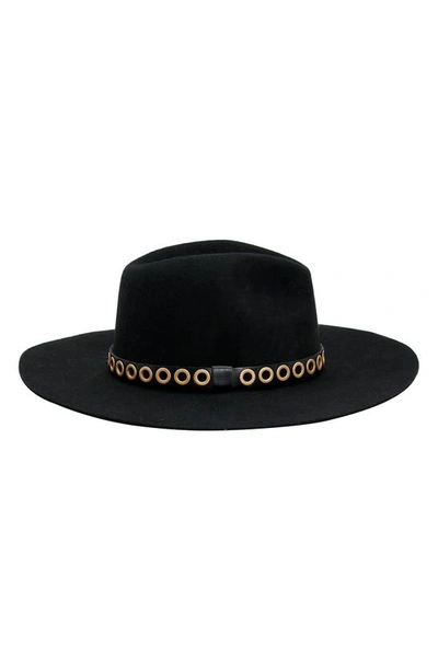 Allsaints Eyelet Band Wool Fedora In Black