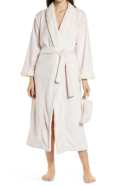 Papinelle High Pile Fleece Robe & Sleep Mask Set In Pink