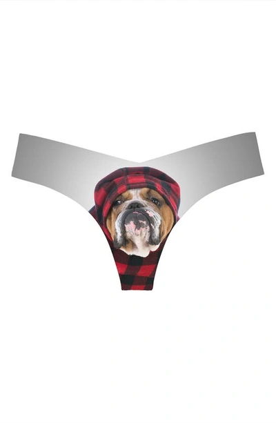 Commando Print Thong In Photo-op Chilly Pup