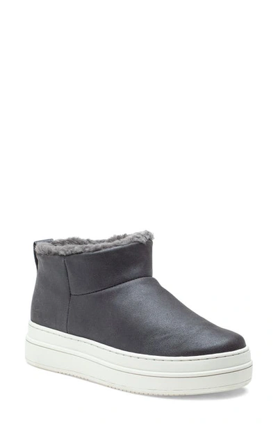 Jslides Nia Faux Fur Bootie In Dark Grey Suede