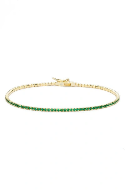 Adinas Jewels Cubic Zirconia Tennis Bracelet In Emerald Green