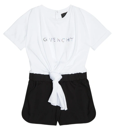 Givenchy Kids' Logo-print Cotton Playsuit In Black White