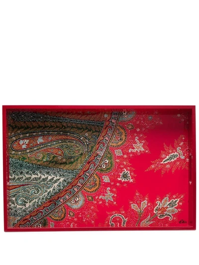 Etro Home Paisley-print Tray In Brown