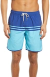 Fair Harbor The Anchor Solid Swim Trunks In Teal Color Block