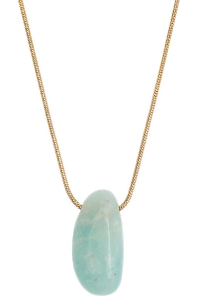 Nordstrom Semi-precious Howlite Nugget Pendant Necklace In Aqua- Gold