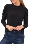 Cece Puff Long Sleeve Crepe Top In Rich Black