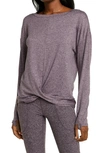 Zella Restore Soft Twist Long Sleeve T-shirt In Purple Nebula