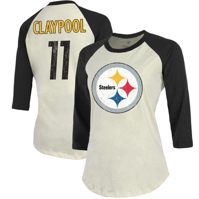 Majestic Fanatics Branded Cream/black Pittsburgh Steelers Player Raglan Name & Number 3/4-sleeve T-shirt