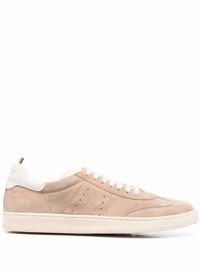 Officine Creative Kombo Leather-trimmed Suede Sneakers In Neutrals