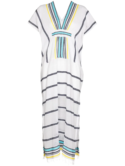 Lemlem Kediri Stripe-pattern Kaftan Dress In White