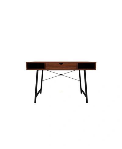 Unique Furniture Desk With Center Drawer In Walnut