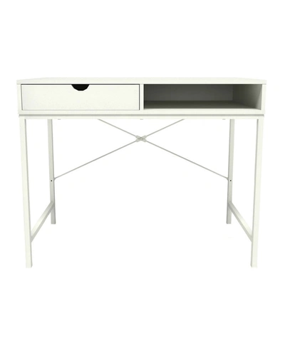 Unique Furniture Desk With Drawer And Compartment In White