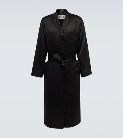 Cdlp Boxy Lustrous Lyocell Robe In Black